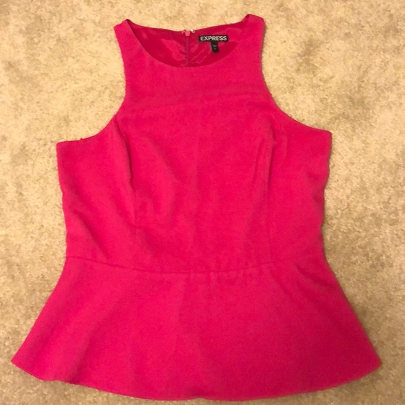 Express Tops - Pink Express peplum top with zipper in back.